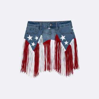 🎉USA 250th Anniversary Patriotic Denim Fringe Belt