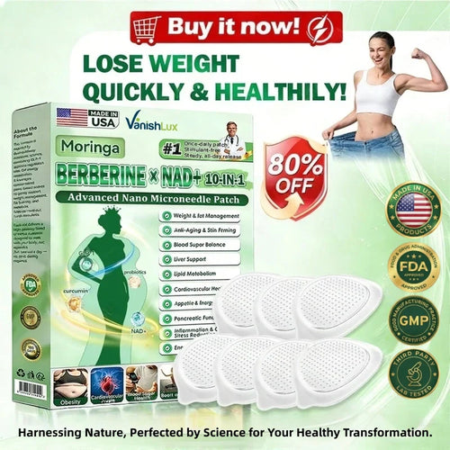 Lose Up to 45lbs: 10-in-1 Nano Microneedle Patch (Moringa & Berberine × NAD+)