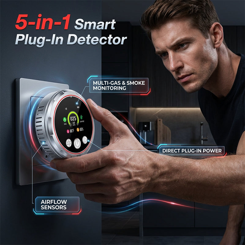 ⚡Install in 1 second! This 5-in-1 detector covers all home safety risks✨